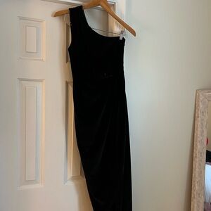One shoulder Velvet Black formal dress